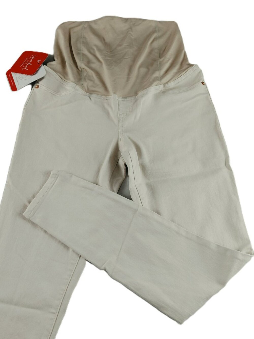 Isabel Maternity Skinny Jeans Women's Size 2 Ecru Beige Crossover Panel Stretch